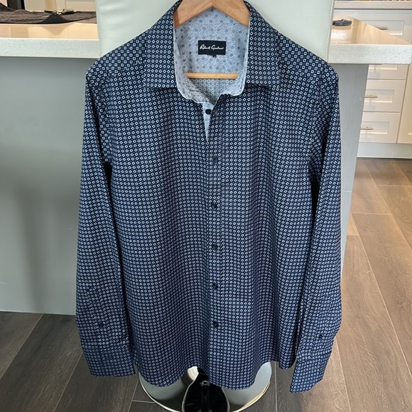 Robert Graham Long Sleeve Blue Geometric Pattern Button Up Shirt Sz XL - Picture 4 of 15